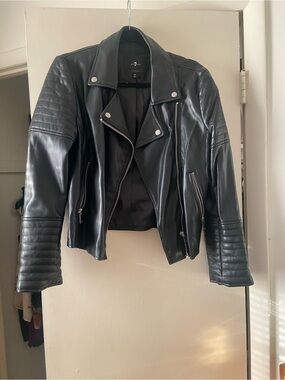 Black Leather Biker Jacket - Women